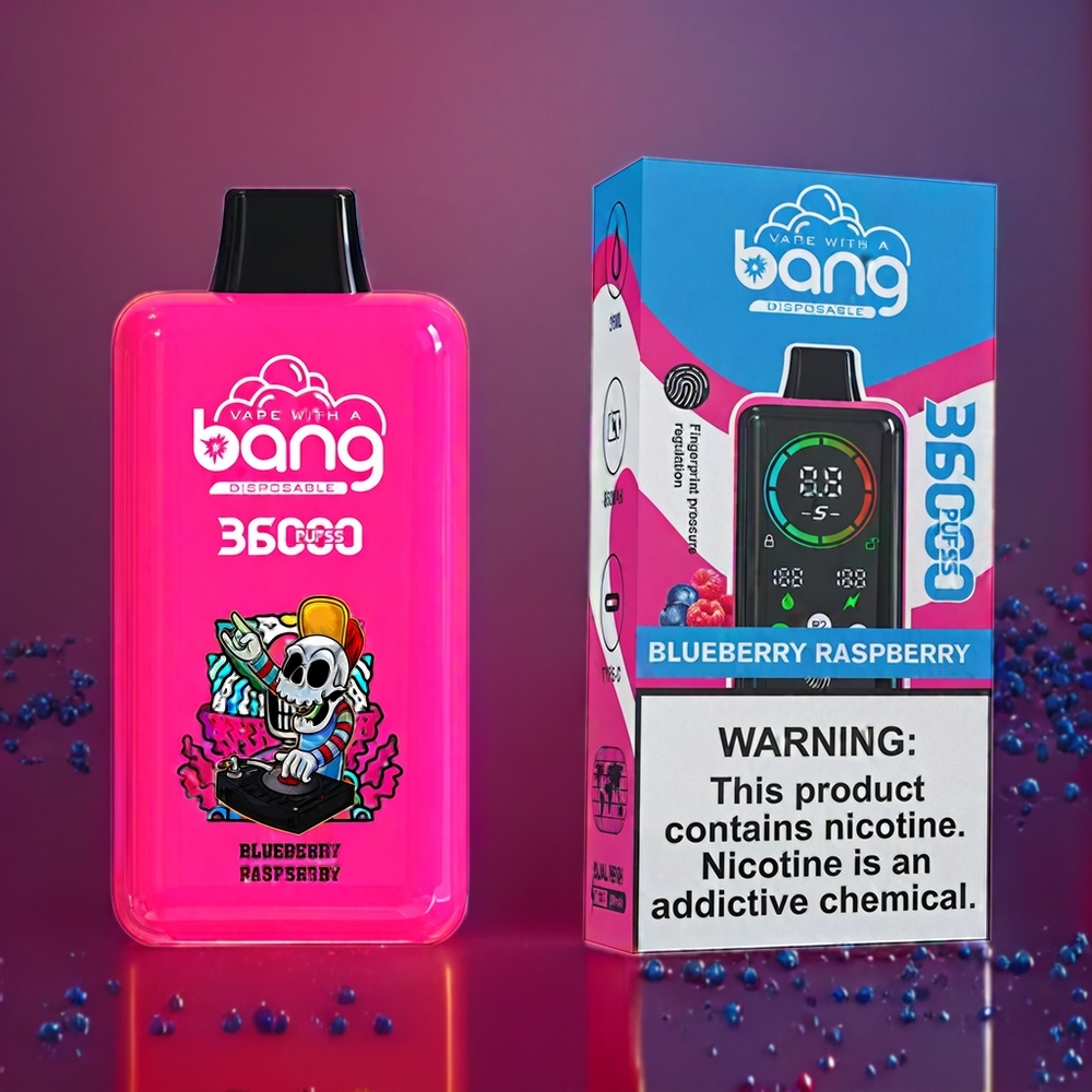 Bang 36000 Power Engangs vape Blåbær Bringebær Norge Engros – 36ml E-Liquid, 850mAh, 36000 Puffs
