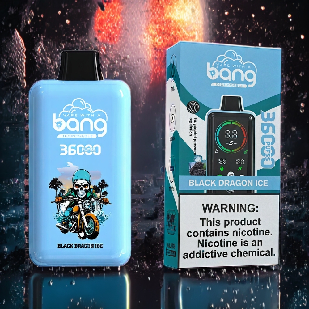 Bang 36000 Power Engangs vape Black Dragon Ice Norge Engros – 36ml E-Liquid, 36000 Puffs, 850mAh Battery