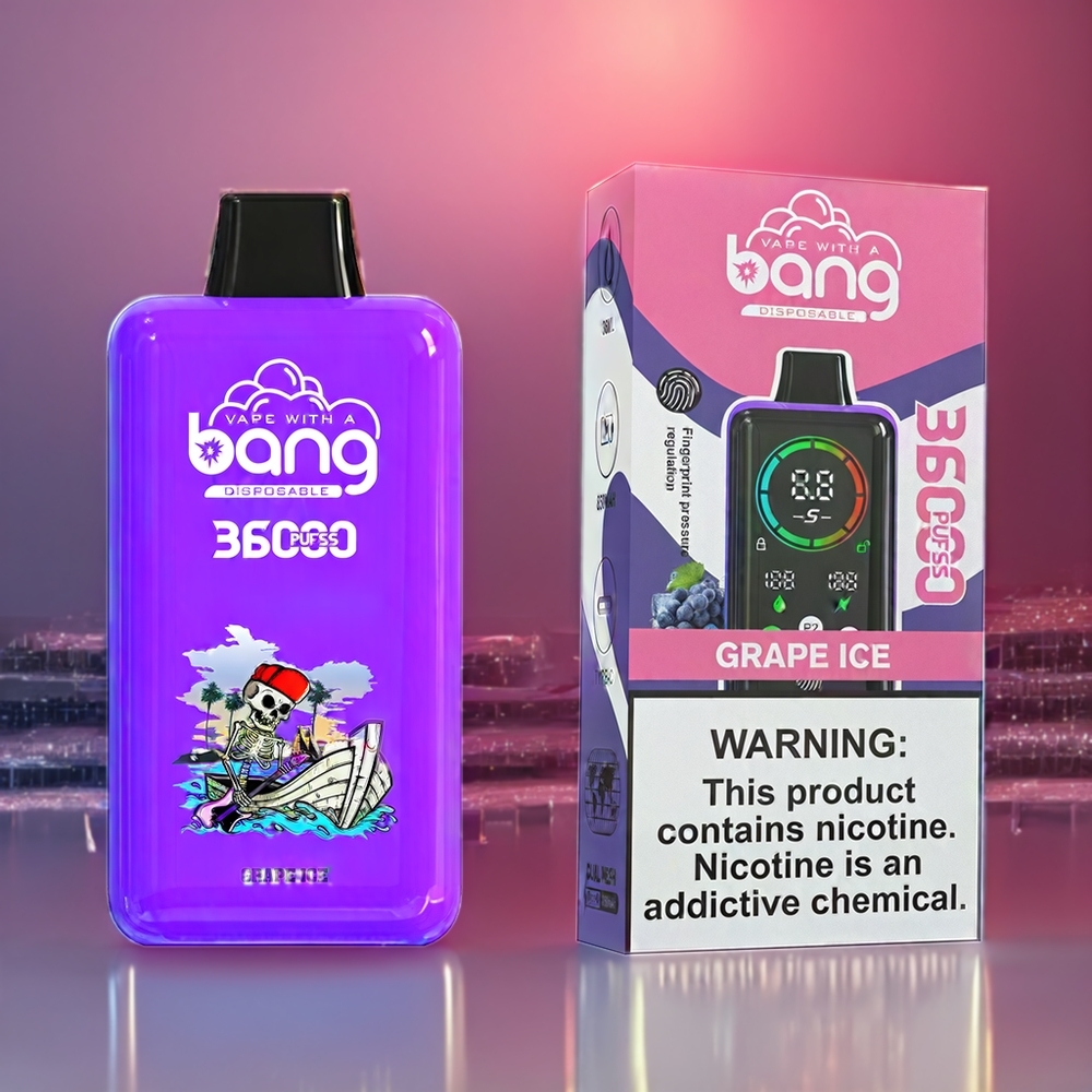 Bang 36000 Power Engangs vape Grape Ice Norge Engros – 36ml E-Liquid, 36000 Puffs, 850mAh Battery