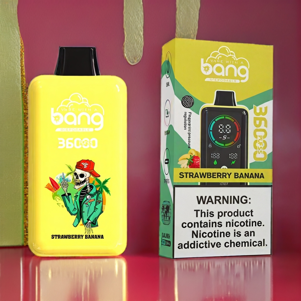 Bang 36000 Power Engangs vape Jordbær Banan Norge engros – 36000 puff, 36ml, 850mAh batteri