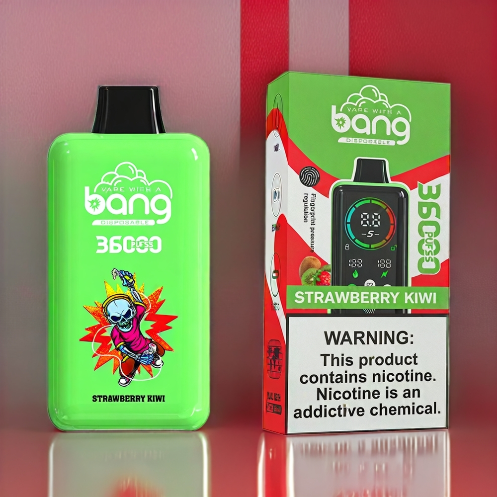 Bang 36000 Power Engangs vape Norge Engros – Jordbær Kiwi – 36ml E-Liquid, 36000 Puffs, 850mAh Batteri