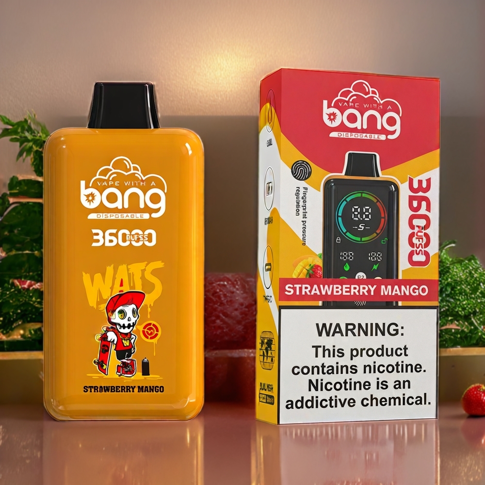 Bang 36000 Power Engangs vape Norge Engros – Jordbær Mango – 36ml, 36000 Puffs, 850mAh, 0-5% Nikotin
