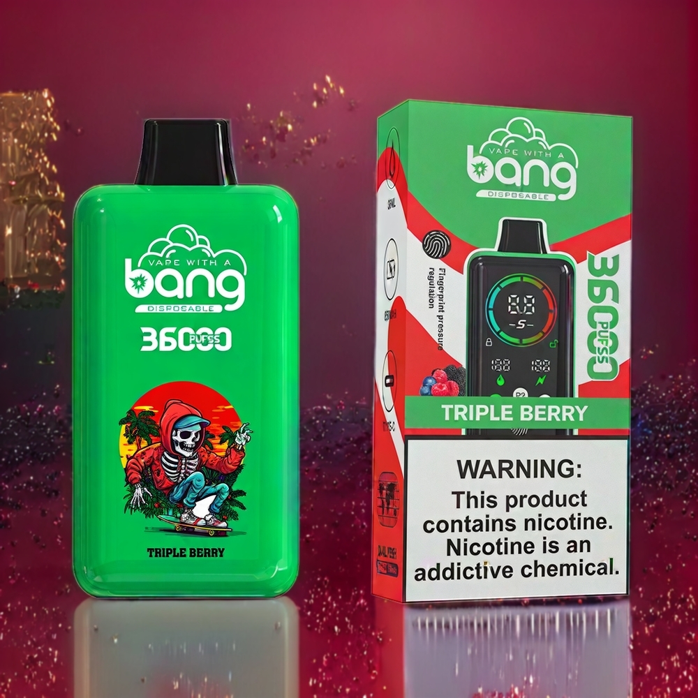 Bang 36000 Power Engangs vape Triple Berry Norge Engros – 36000 puffs, 36ml e-væske, 850mAh batteri, 0/2/3/5% nikotin