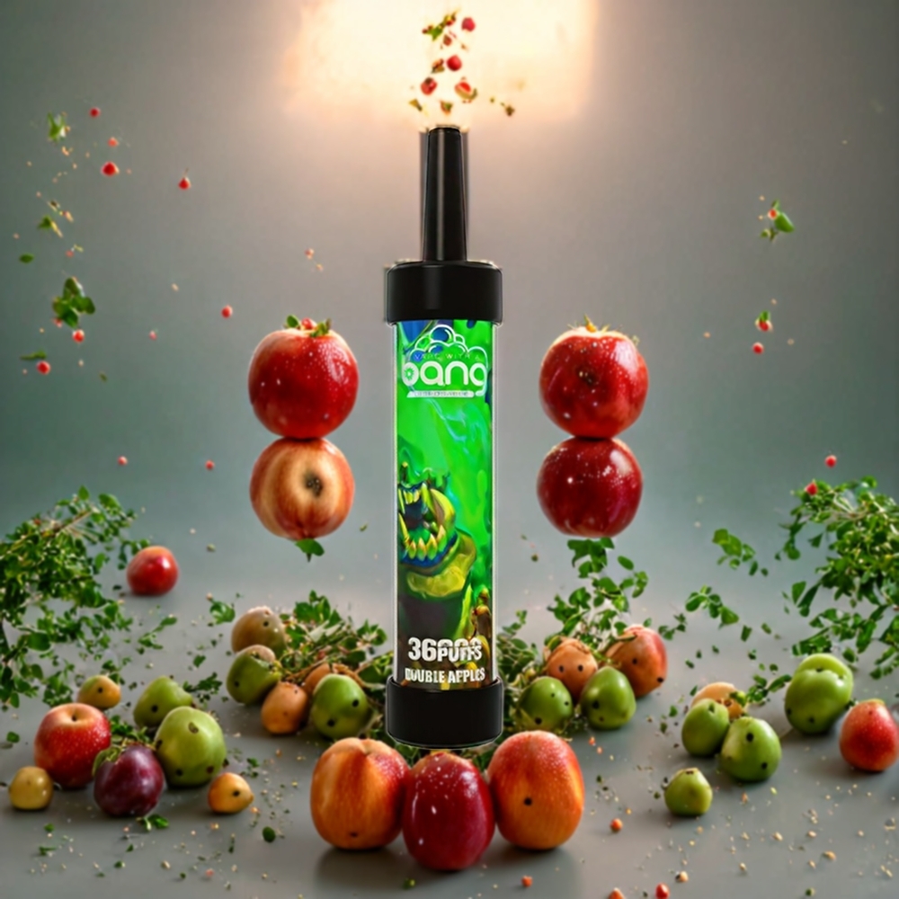 Bang 36000 Puffs Engangs vape Double Apples Norge Engros – 650mAh Batteri, 40ml E-væske, 36000 Puffs, 0.60 ohm Mesh Coil