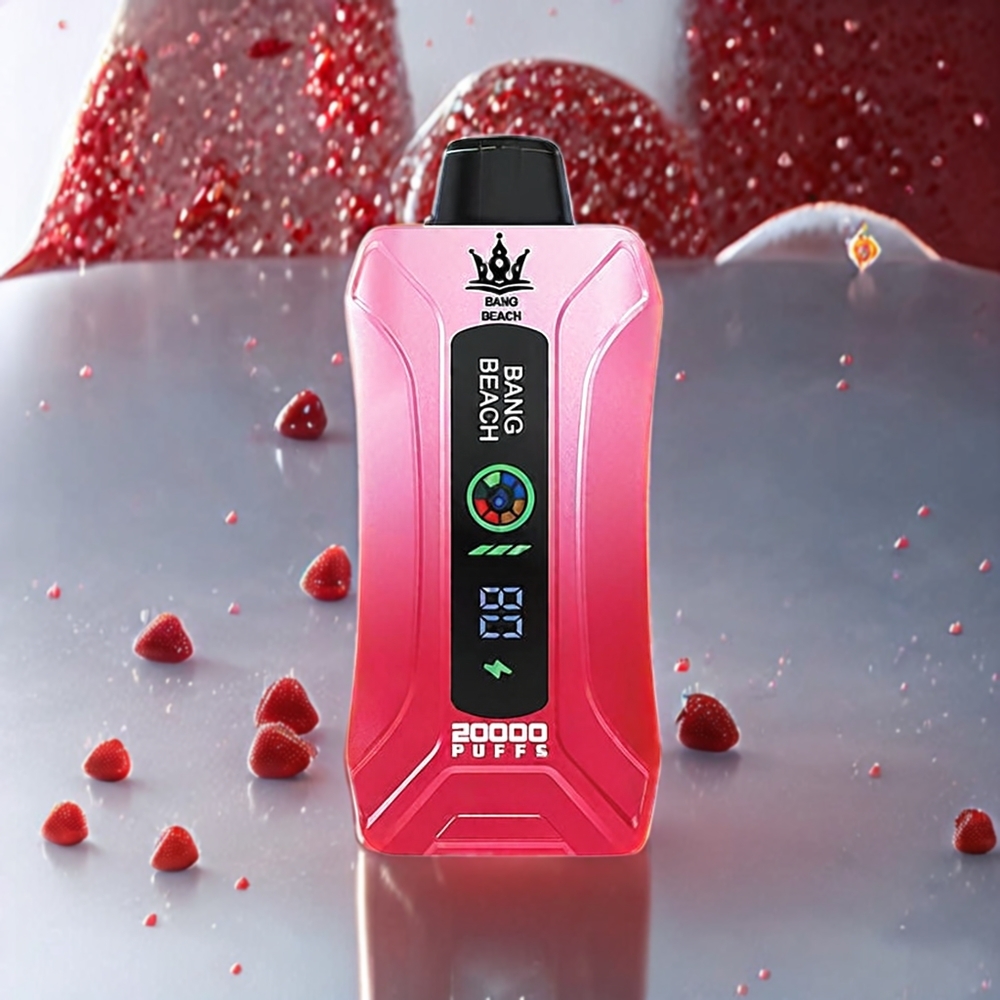 Bang Beach 20000 Puffs Norge Engros Engangs vape Jordbær Is med 35ml E-Liquid og Smart Skjerm