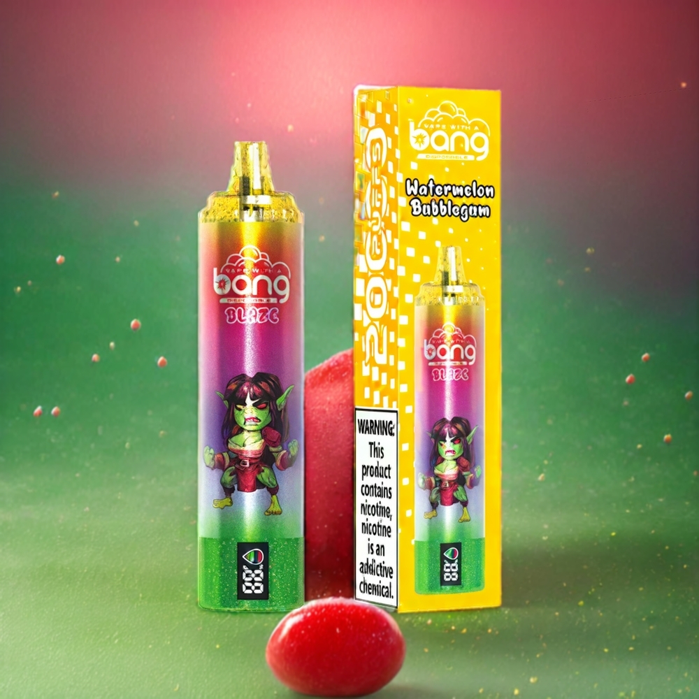 Bang Blaze Tornado 20000 Puffs Norge Engros Engangs vape Type-C Lading og Tilpassbar Luftstrøm Vannmelon Tyggegummi 0%,2%,3%,5% Nikotin