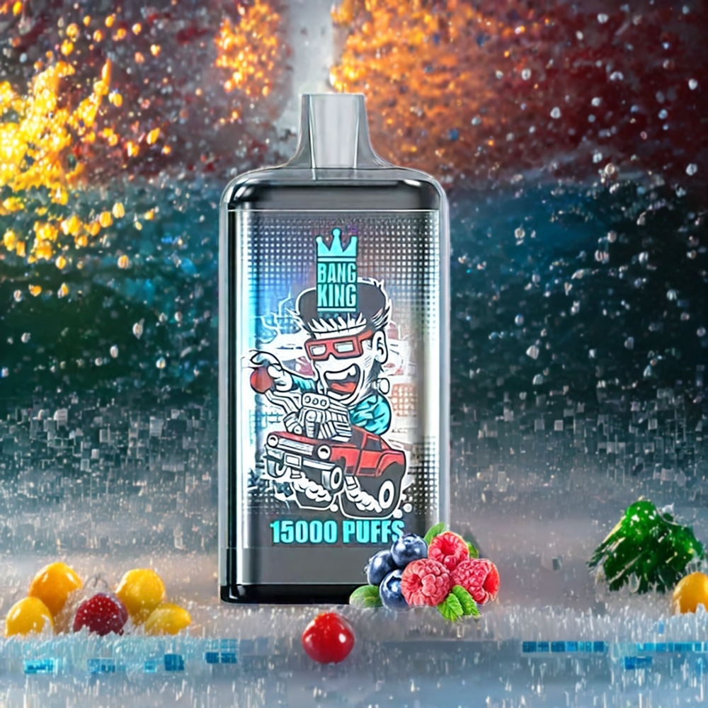 Bang King 15000 Puffs Norge Engros Engangs vape Blå Bringebær Is – 21ml E-Likvid, 550 mAh Batteri, Nikotinstyrke 0%-5%, Fargerik Design