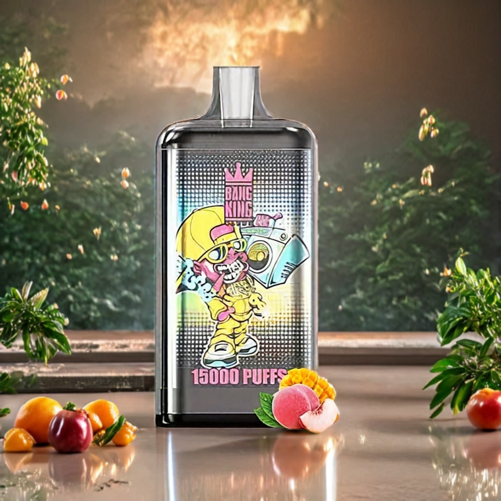 Bang King 15000 Puffs Norge Engros Engangs vape Fersken Mango – 21ml E-Liquid, 550 mAh Batteri, 0%-5% Nikotin, Fargerik Design