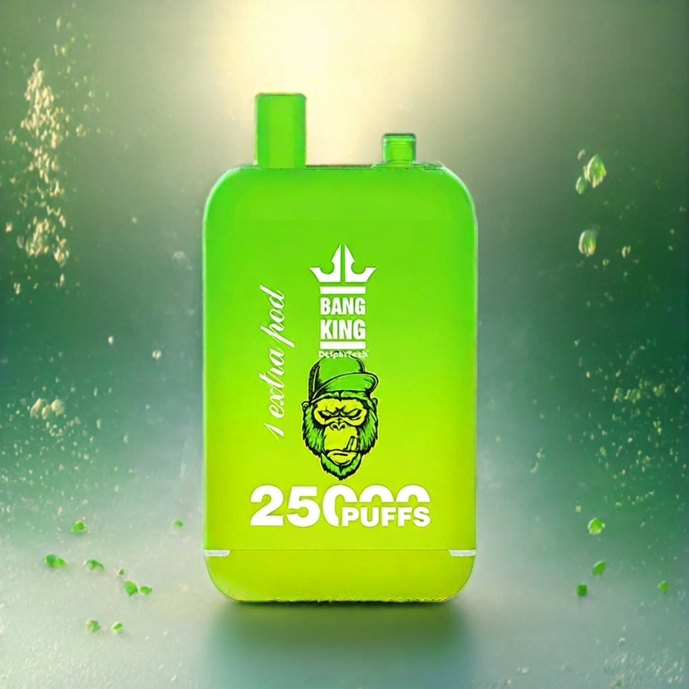 Bang King 25000 Puffs Norge Engros Engangs vape Sur Eple Is 46ml 650 mAh Type-C Lading Dual Pod System