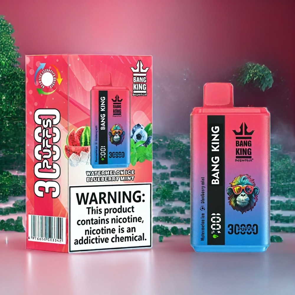 Bang King 30000 Puffs Norge Engros Engangs vape 36ml 550mAh Type-C Vannmelon Is Blåbær Mynte