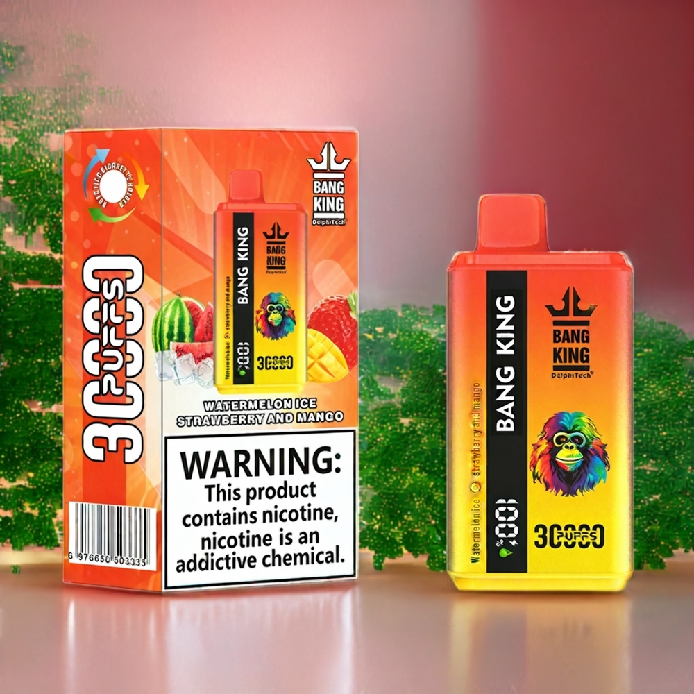 Bang King 30000 Puffs Norge Engros Engangs vape 36ml 550mAh Type-C Vannmelon Is Jordbær Og Mango