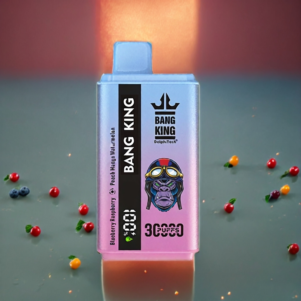 Bang King 30000 Puffs Norge Engros Engangs vape Blåbær Bringebær Fersken Mango Vannmelon – 36ml E-Liquid, 550mAh Batteri, Type-C Lading