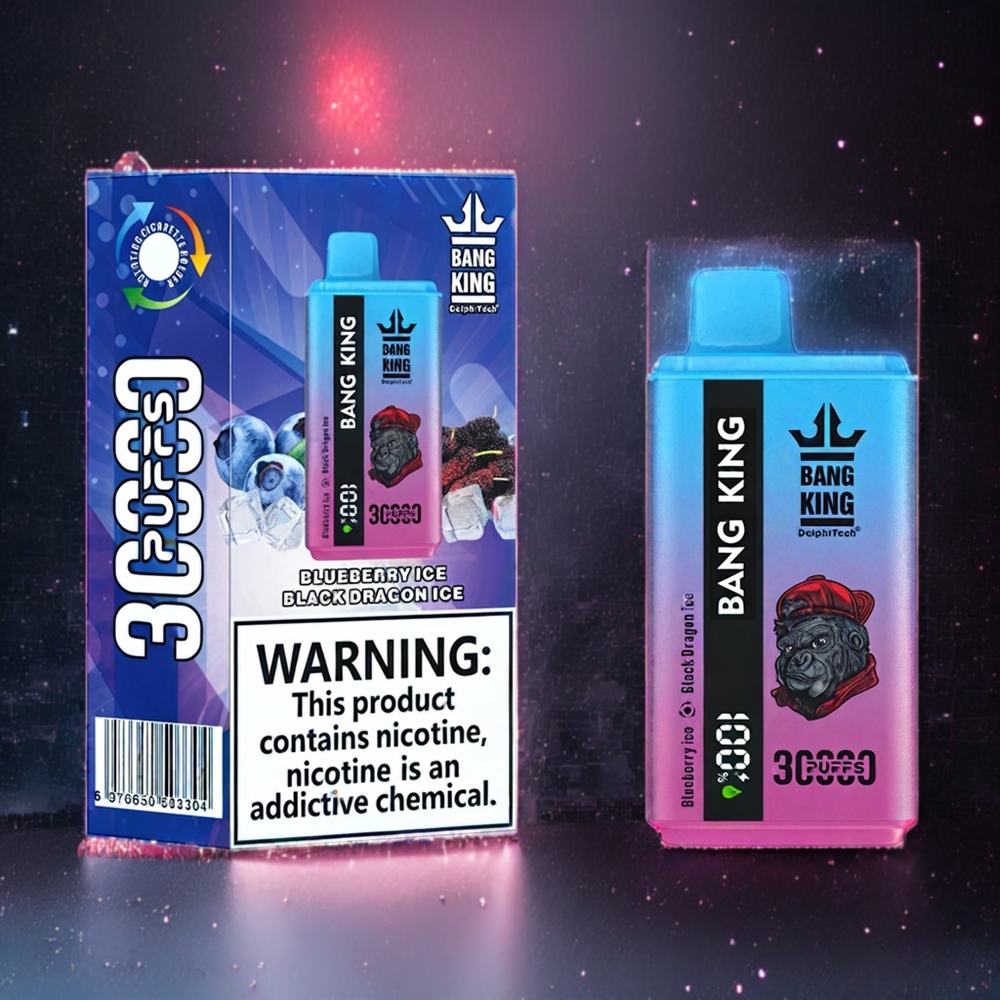 Bang King 30000 Puffs Norge Engros Engangs vape Blåbær Is Svart Drage Is med 36ml e-væske og 550mAh batteri