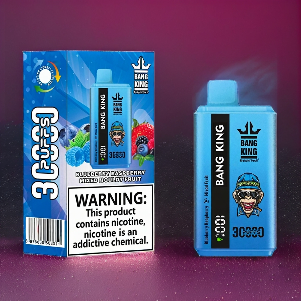Bang King 30000 Puffs Norge Engros Engangs vape Blåbær og Bringebær Blandet Frukt med 36ml E-Liquid og Type-C Lading