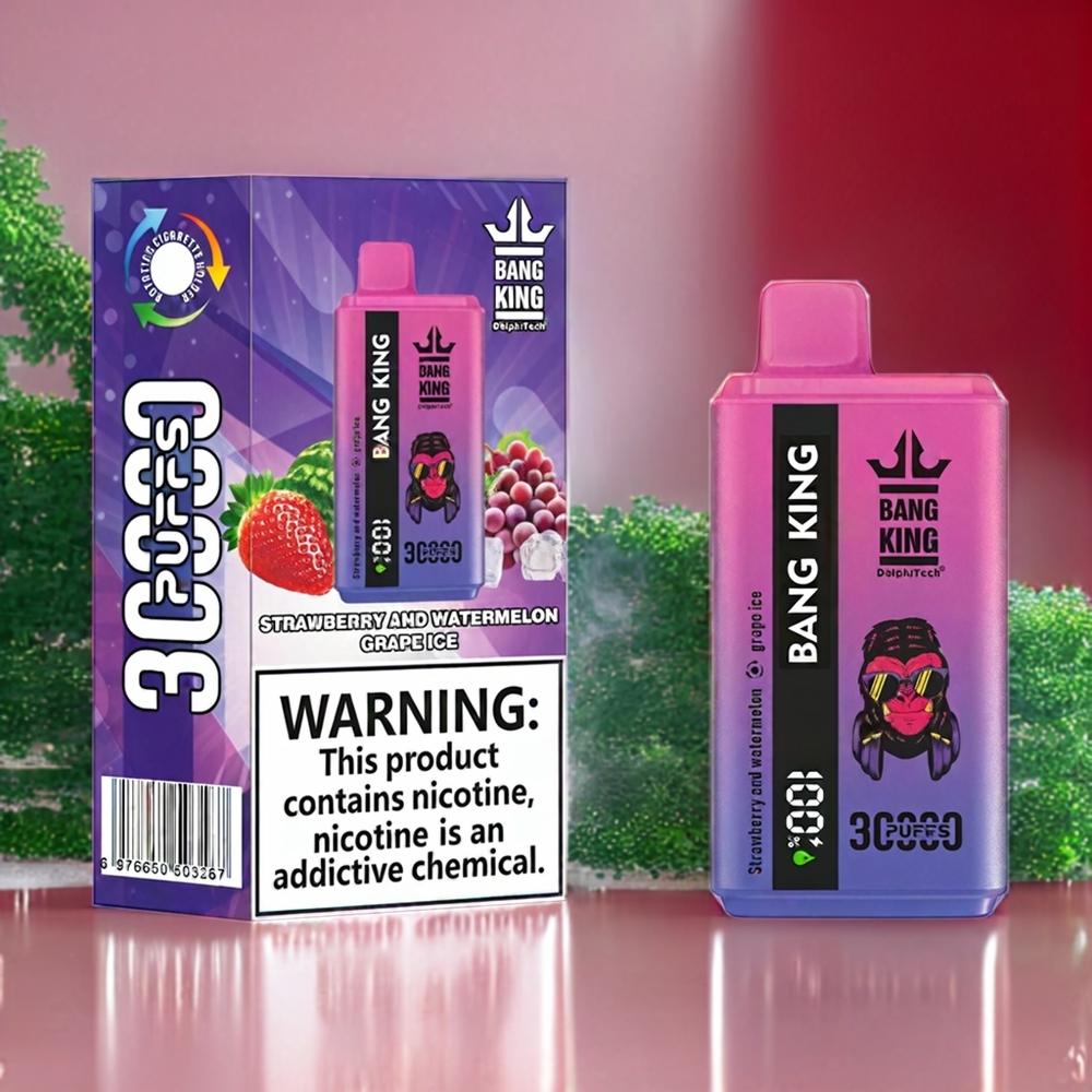 Bang King 30000 Puffs Norge Engros Engangs vape Jordbær Og Vannmelon Drue Is med 36ml E-Liquid og 550mAh Type-C Lading