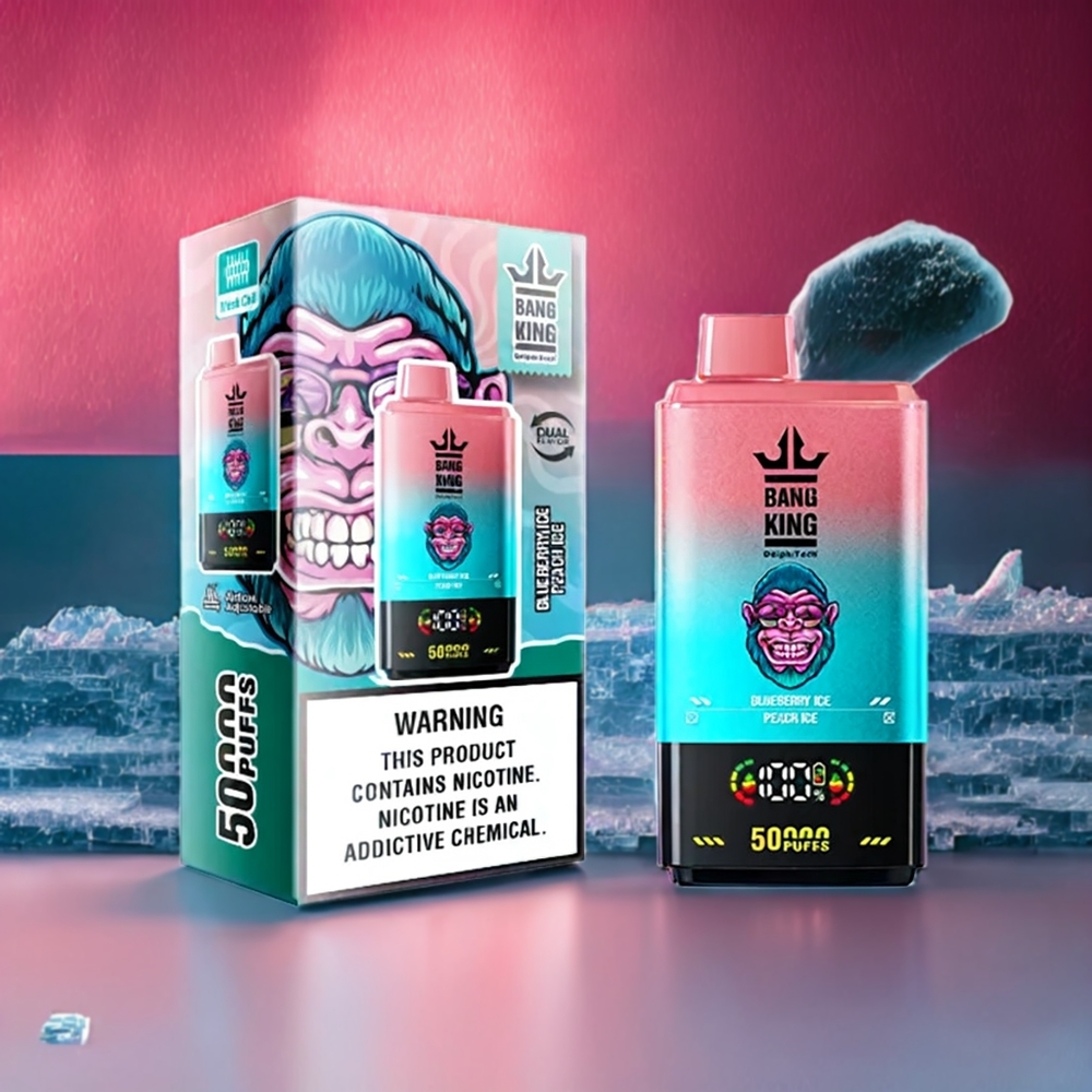 Bang King 50000 Norge Engros Engangs vape Blåbær Is & Fersken Is – 50ml, 850mAh, Type-C-lading