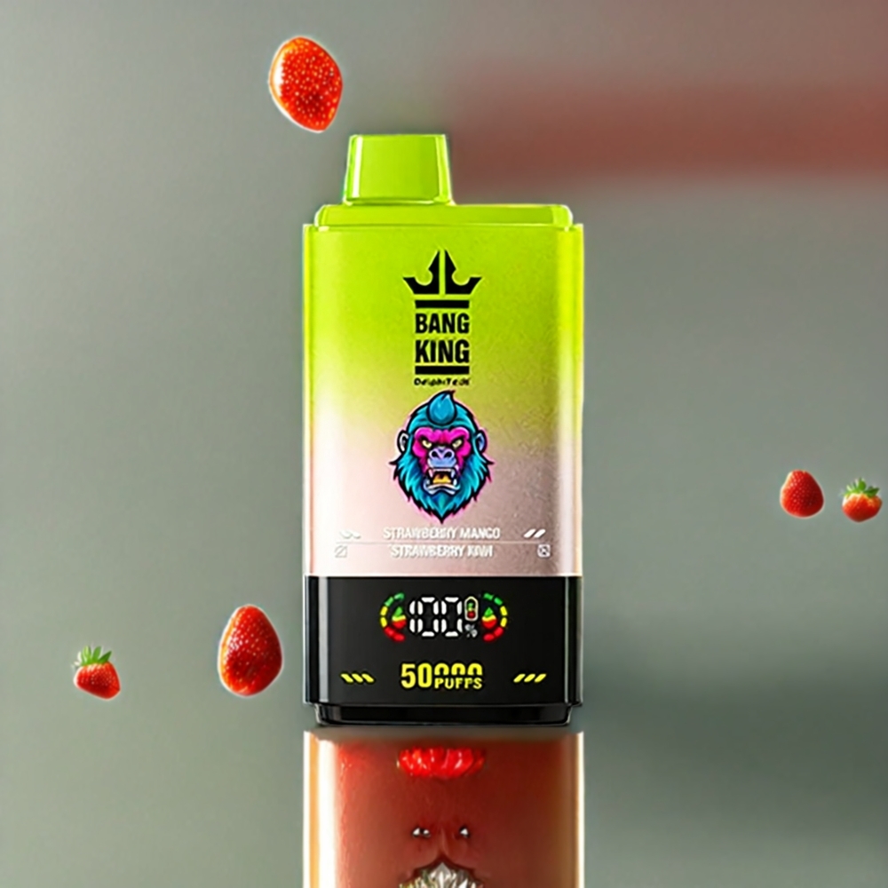 Bang King 50000 Norge Engros Engangs vape Jordbær Mango Jordbær Kiwi – 50ml E-væske, 850mAh Batteri, Type-C-lading, 1.0 Mesh Coil, Bunnluftstrømsjustering