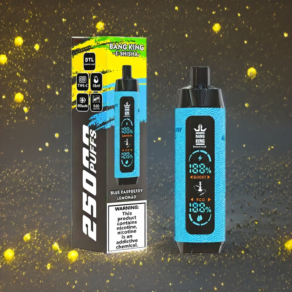 Bang King Shisha 25000 Puffs Norge Engros Engangs vape Blå Bringebær Lemonda – 30ml E-Væske, 650 mAh Batteri, Type-C Lading, 0.6 Ohm Mesh Coil, Nikotinstyrke 0%-5%