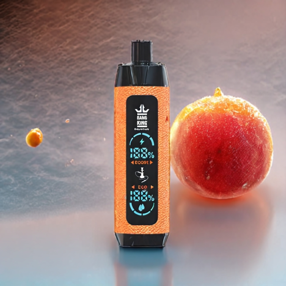 Bang King Shisha 25000 Puffs Norge engros Engangs vape Fersken Is 30ml 650 mAh Type-C 0.6 Ohm Mesh Coil Nikotinstyrke 0% 2% 3% 5%