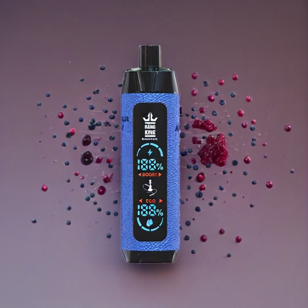 Bang King Shisha Norge Engros 25000 Puffs 30ml Blåbær Sur Bringebær Engangs vape med 650 mAh Batteri og Type-C Lading