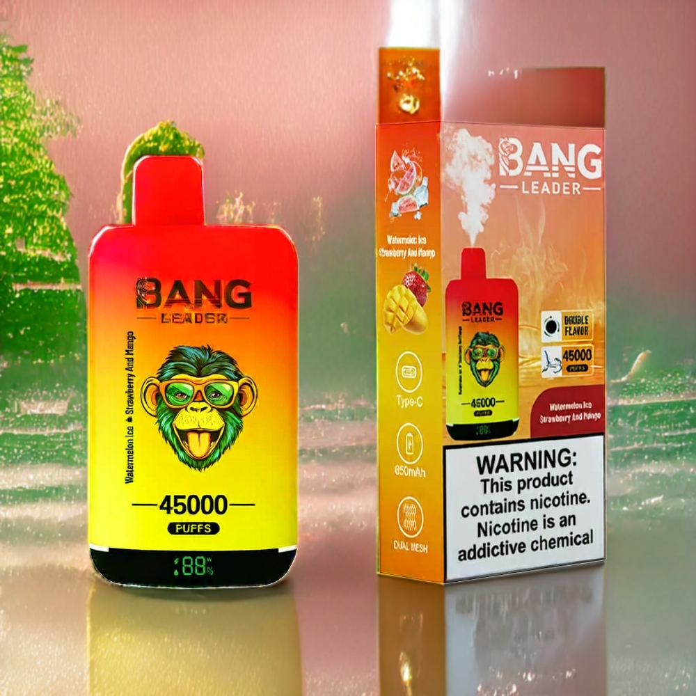 Bang Leader 45000 Norge Engros 45000 Puffs Smart Screen Type-C Dual Flavor Engangs vape Watermelon Ice Strawberry Mango