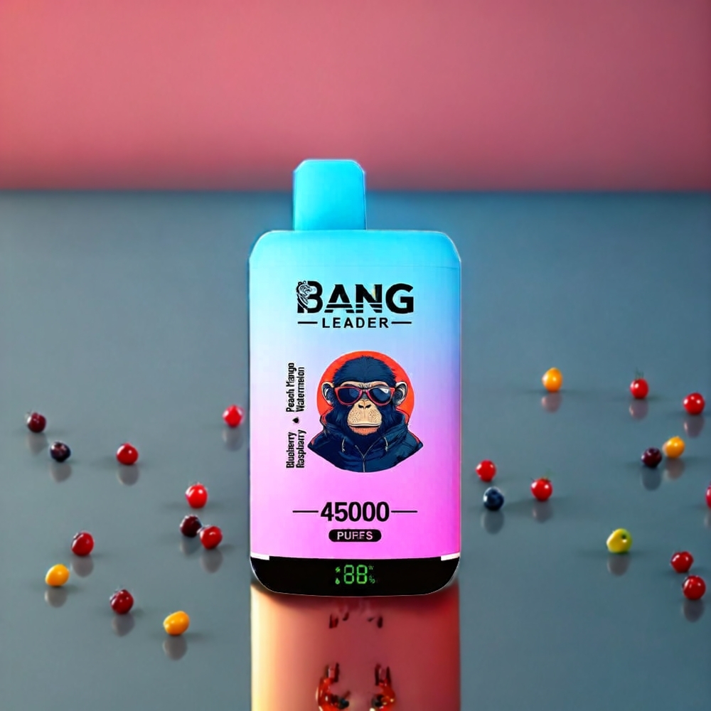 Bang Leader 45000 Puffs Norge Engros Engangs vape Blåbær Bringebær Fersken Mango Vannmelon – Smart Skjerm, Type-C USB, 2-i-1 Smak