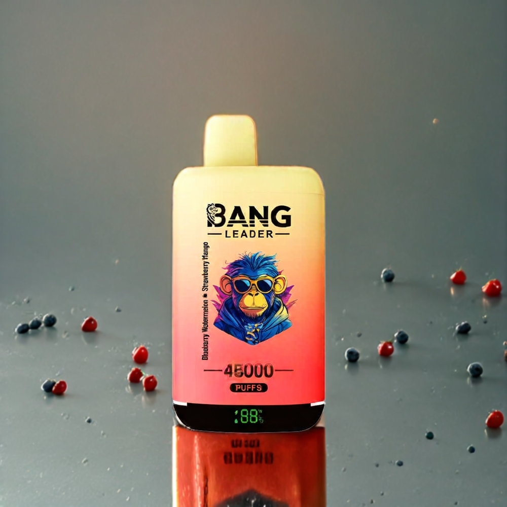 Bang Leader 45000 Puffs Norge Engros Engangs vape Blåbær Vannmelon Jordbær Mango med Smart Skjerm, Type-C USB og 2-i-1 Dual Smak