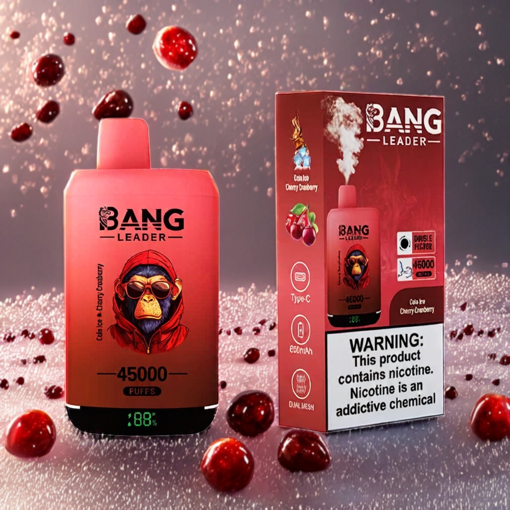 Bang Leader 45000 Puffs Norge Engros Engangs vape Cola Ice Cherry Cranberry med Smart Skjerm og Type-C USB