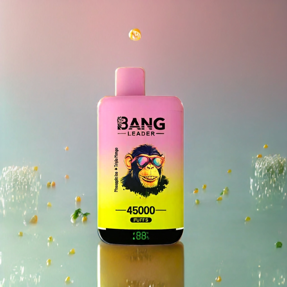 Bang Leader 45000 Puffs Norge Engros Engangs vape Pineapple Ice Triple Mango med Smart Skjerm, Type-C Lading og 2-i-1 Smak