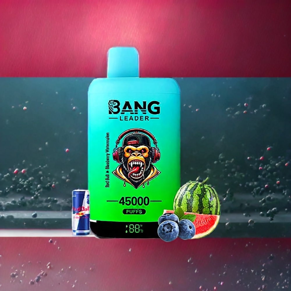Bang Leader 45000 Puffs Norge Engros Engangs vape Red Bull Blåbær Vannmelon med Smart Skjerm, Type-C USB og 2-i-1 Dual Smak