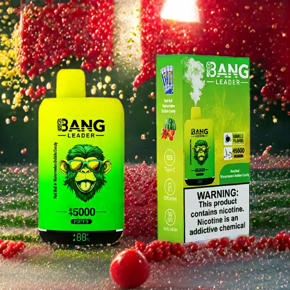 Bang Leader 45000 Puffs Norge Engros Engangs vape Smart Skjerm Type-C USB Rød Bull Vannmelon Boble Godteri Dual Smak 2-i-1 Design