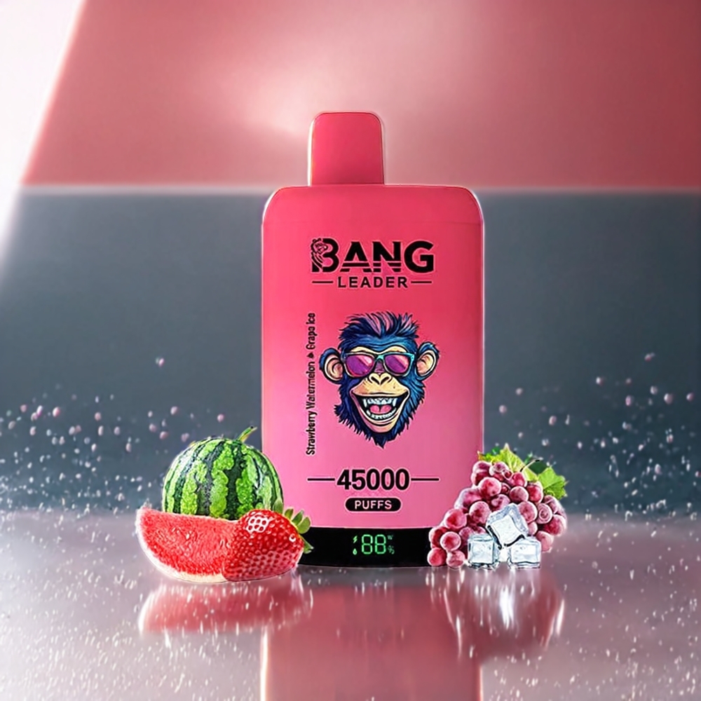 Bang Leader 45000 Puffs Norge Engros Engangs vape med Smart Skjerm, Type-C USB og Dual Flavor 2-in-1 Design – Jordbær Vannmelon Drue Is