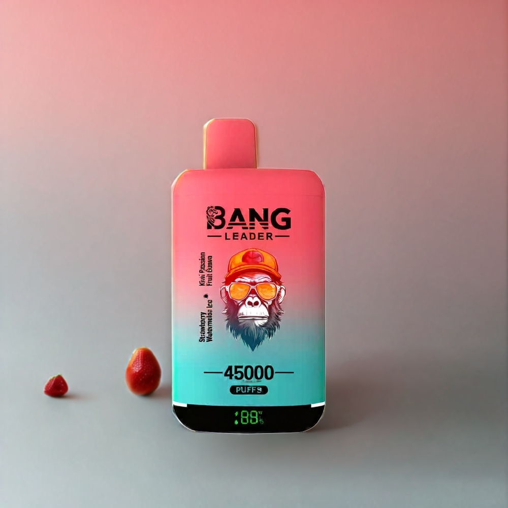 Bang Leader 45000 Puffs Norge Engros Engangs vape med Smart Skjerm og Type-C USB – Jordbær, Vannmelon, Kiwi, Pasjonsfrukt, Guava – 0%-5% Nikotin