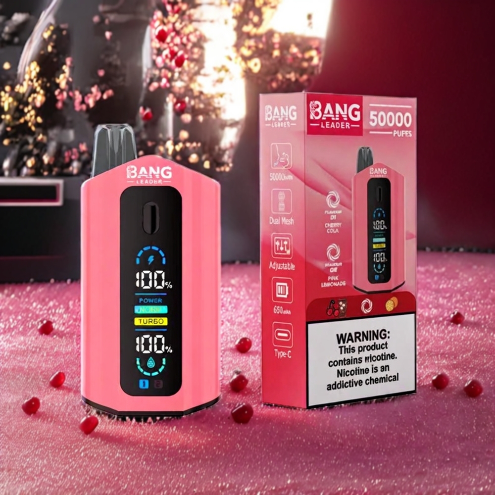 Bang Leader 50000 Puffs Norge Engros Engangs vape 13400mAh 36ml E-liquid Type-C Lading Kirsebær Cola Rosa Sitronade
