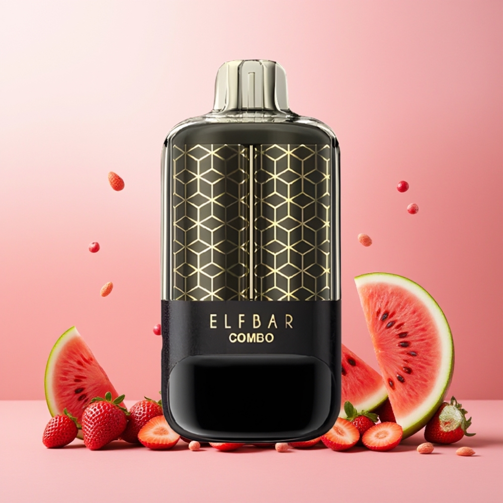 ELF BAR COMBO 25000 Puffs Norge Engros Vape til engangsbruk Vannmelon & Jordbær, 22ml E-liquid, 700mAh, Type-C, 5% Nikotin, Dual Modes, Dual Airflow, Batteri- og E-væskenivådisplay