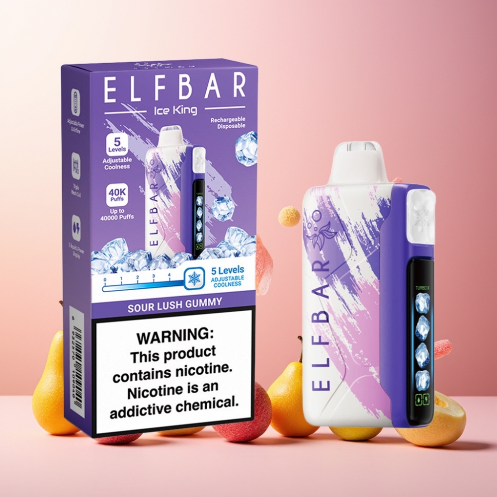 Elf Bar Ice King 40000 Puffs Norge Engros Vape til engangsbruk 20ml 5% Nikotin Justert Avkjøling 850mAh Batteri LCD Skjerm