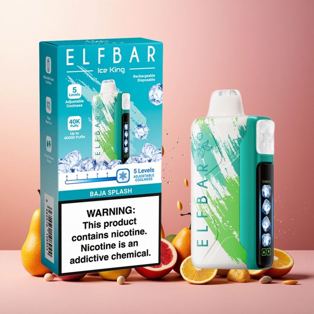 Elf Bar Ice King 40000 Puffs Norge Engros Vape til engangsbruk Baja Splash med 20ml E-Liquid, 5% Nikotin, 850mAh Batteri og Justerbar Kjøling