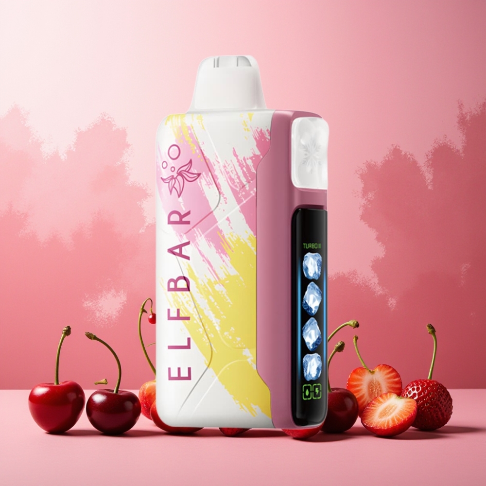 Elf Bar Ice King 40000 Puffs Norge Engros Vape til engangsbruk Kirsebær Strazz med 20ml E-Liquid, 5% Nikotin, 850mAh Batteri, Justerbar Kjøling & LCD Skjerm