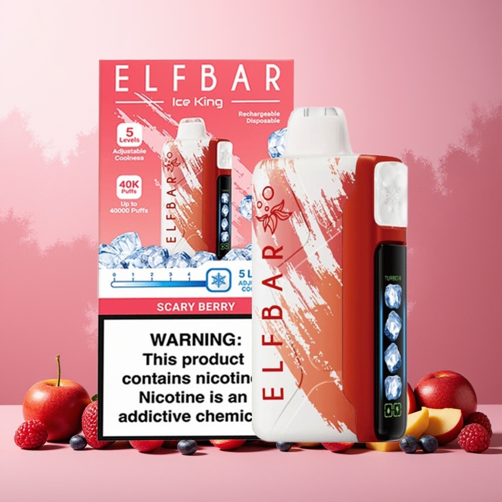 Elf Bar Ice King 40000 Puffs Norge Engros Vape til engangsbruk Skremmende Bær – 20ml E-Liquid, 5% Nikotin, 850mAh Batteri, Justerbar Kjøling, LCD Skjerm