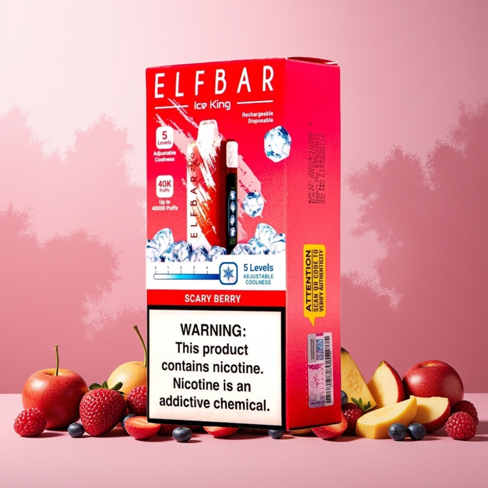 Elf Bar Ice King 40000 Puffs Norge Engros Vape til engangsbruk Skremmende Bær – 20ml E-Liquid, 5% Nikotin, 850mAh Batteri, Justerbar Kjøling, LCD Skjerm