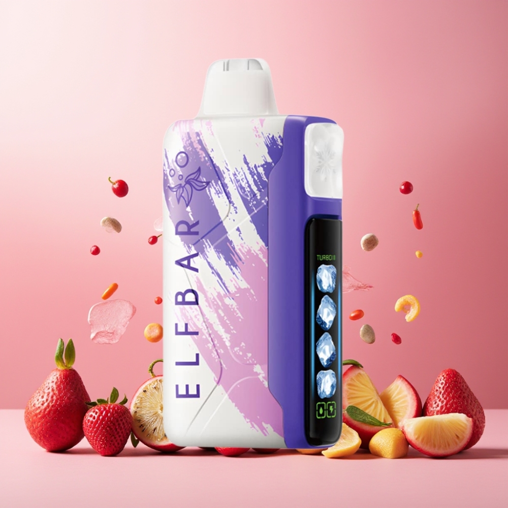 Elf Bar Ice King 40000 Puffs Norge Engros Vape til engangsbruk Sur Jordbær og Dragefrukt med 20ml E-Væske, 5% Nikotin, 850mAh Batteri og Justerbar Kjøling