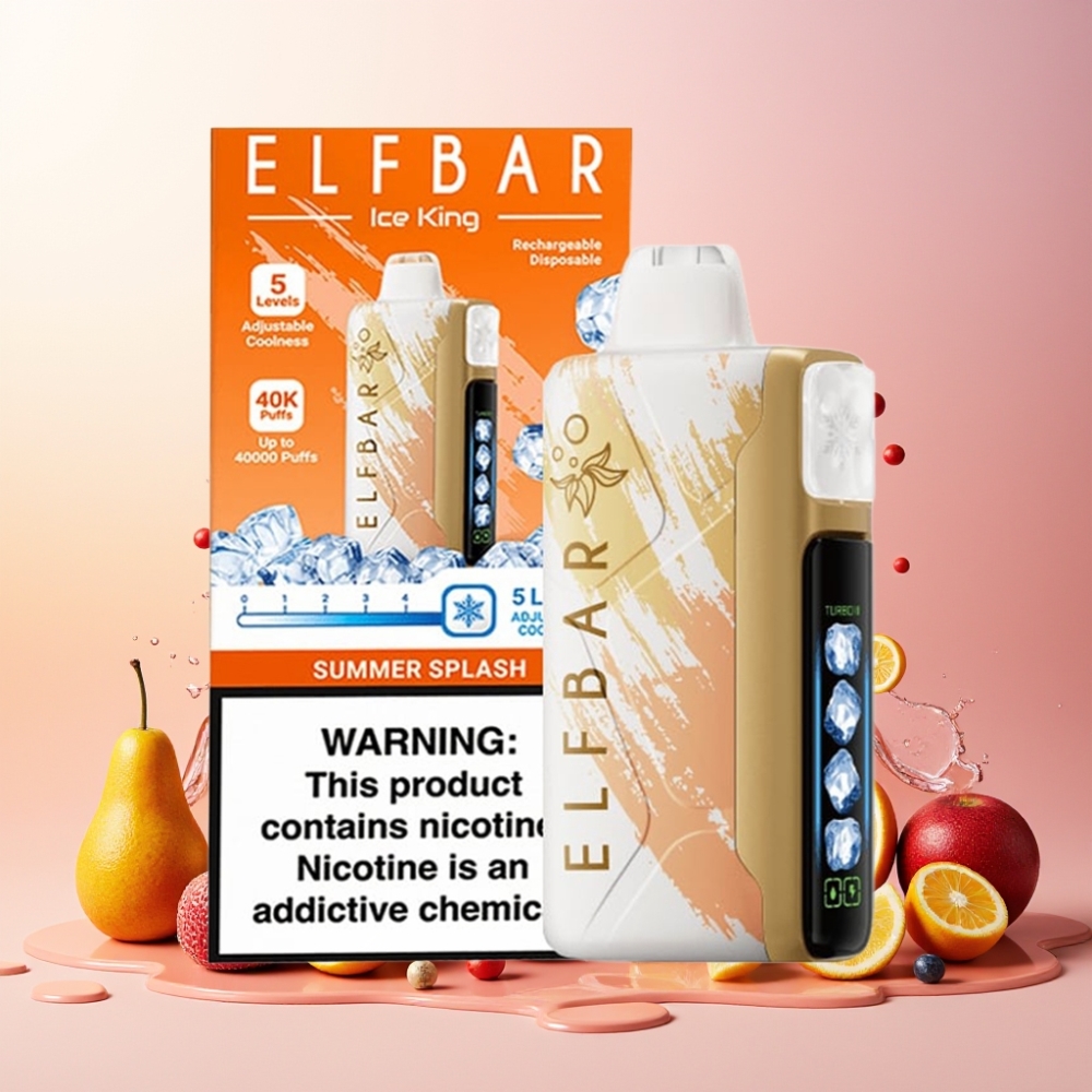 Elf Bar Ice King Norge Engros 40000 Puffs Vape til engangsbruk 20ml 5% Nikotin Ladbar 850mAh Batteri Justerbar Kjøling LCD Skjerm