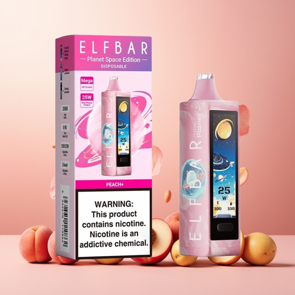 Elf Bar Planet 25000 Puffs Engangs Vape Fersken Norge Engros – 5% Nikotin, 18ml, 800mAh, Mesh Coil