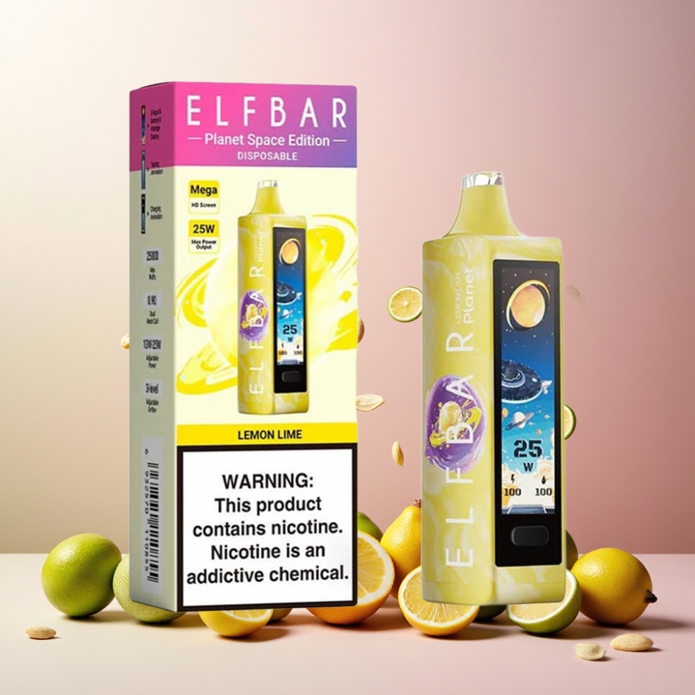 Elf Bar Planet 25000 Puffs Engangs Vape Norge Engros - Sitron Lime (5% Nikotin, 18ml, 800mAh, Mesh Coil)