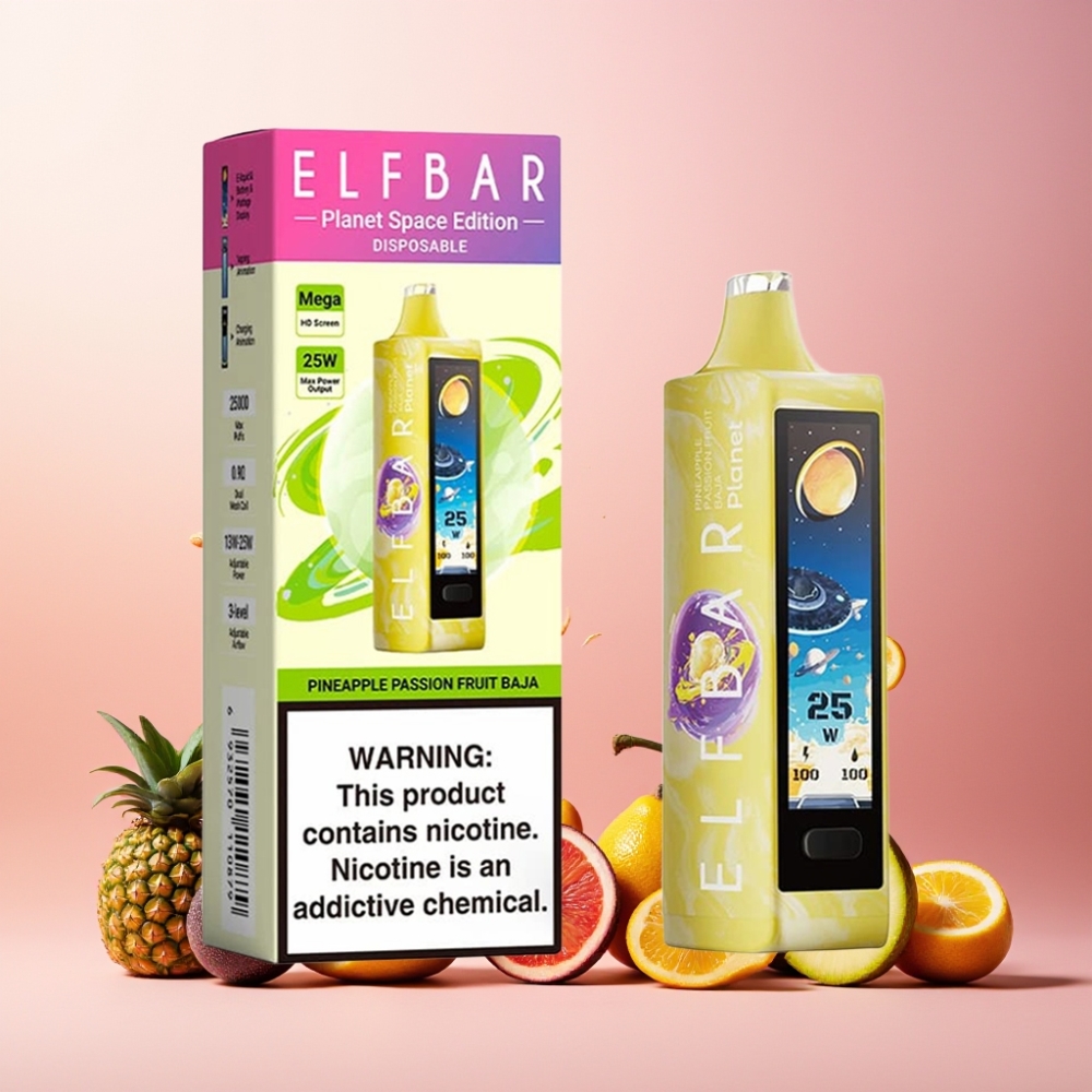 Elf Bar Planet 25000 Puffs Norge Engros Vape til engangsbruk Ananas Passionsfrukt Baja – 5% Nikotin, 18ml, 800mAh, Mesh Coil