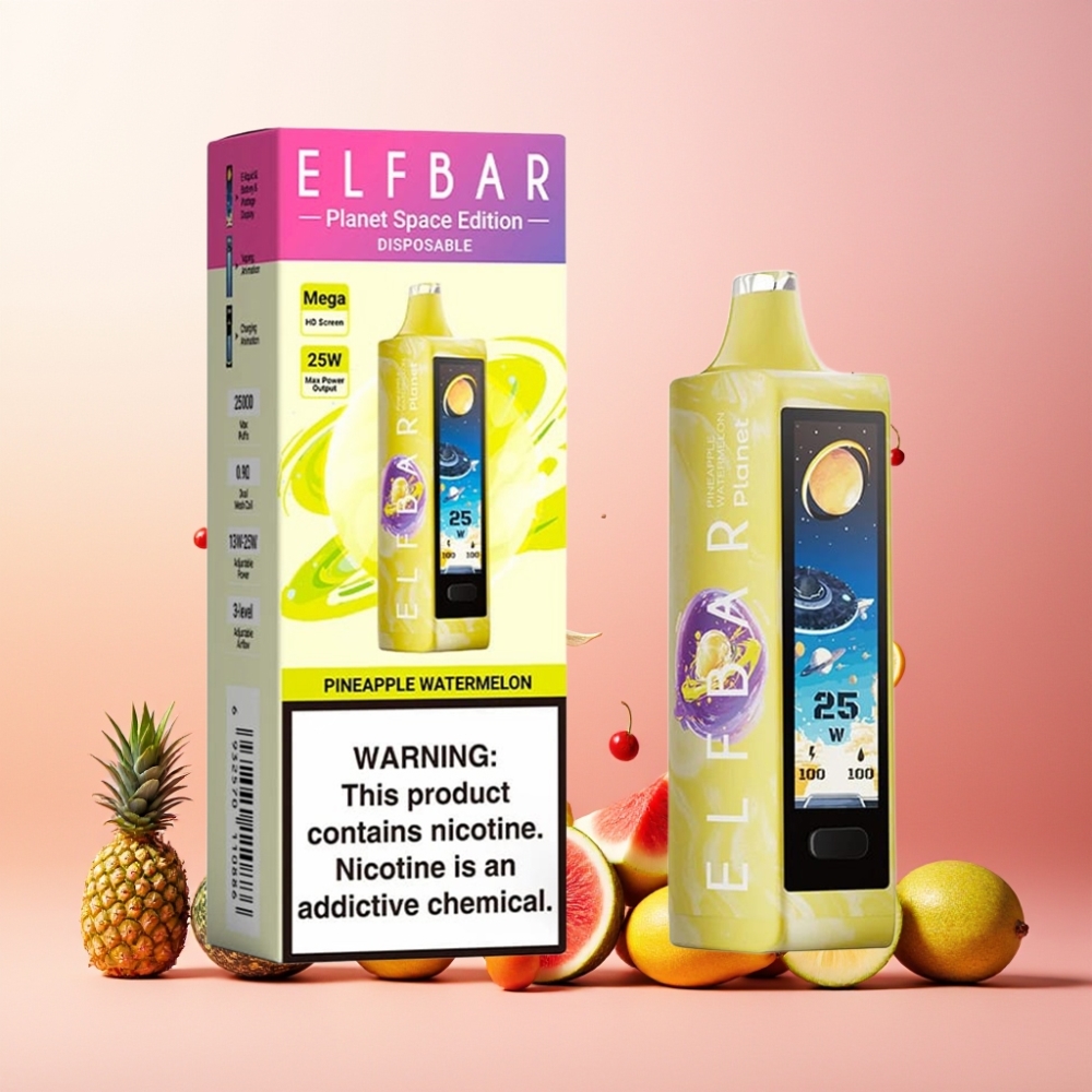 Elf Bar Planet 25000 Puffs Norge Engros Vape til engangsbruk Ananas Vannmelon – 5% Nikotin, 18ml E-væske, 800mAh Batteri, Mesh Coil