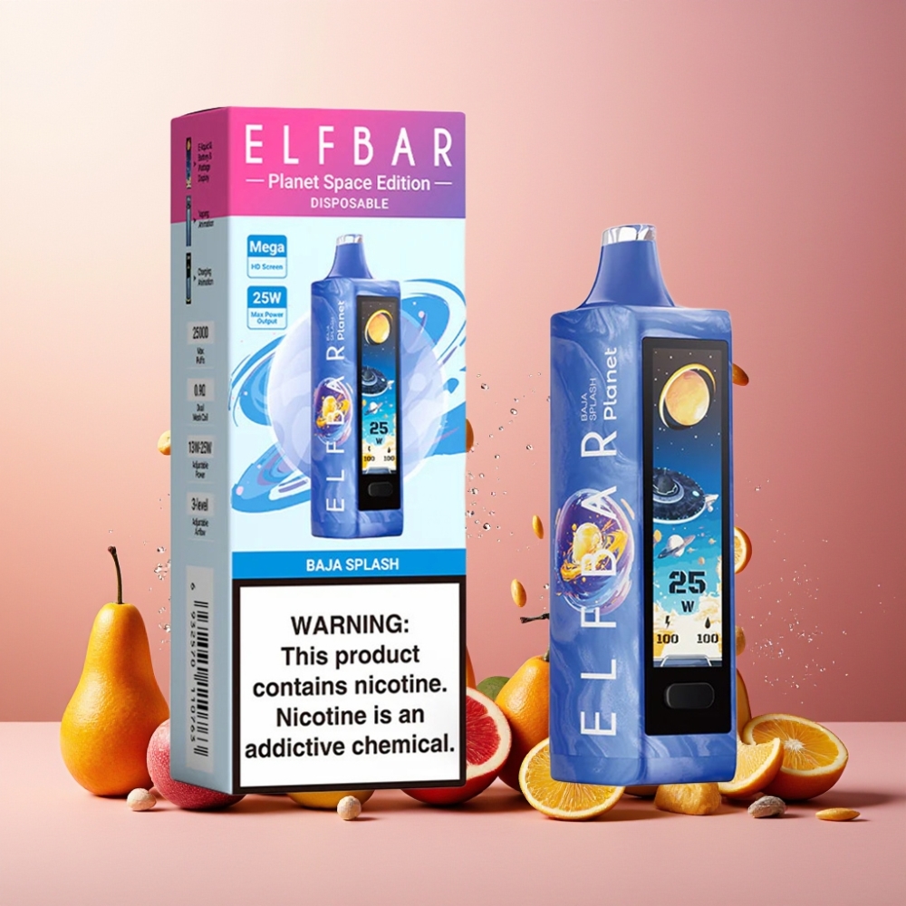 Elf Bar Planet 25000 Puffs Norge Engros Vape til engangsbruk Baja Splash (18ml, 5% Nikotin, 800mAh)