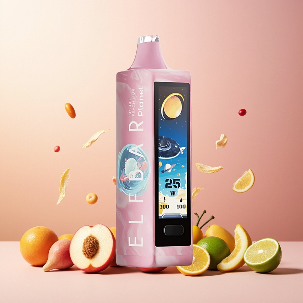Elf Bar Planet 25000 Puffs Vape til engangsbruk Norge Engros – Dobbel Fersken Lime, 5% Nikotin, 18ml E-væske, 800mAh Oppladbart Batteri, Mesh Coil