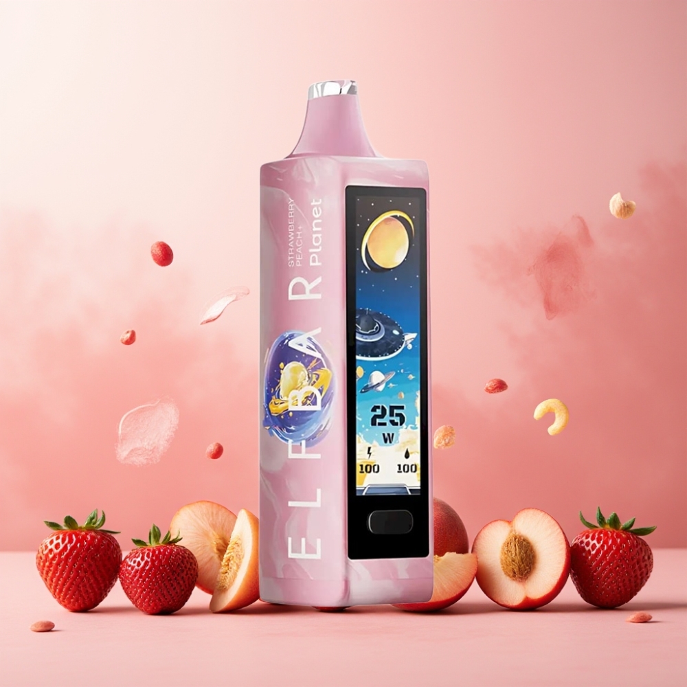 Elf Bar Planet 25000 Puffs Vape til engangsbruk Norge engros – Jordbær og fersken, 5% nikotin, 18ml e-væske, 800mAh batteri