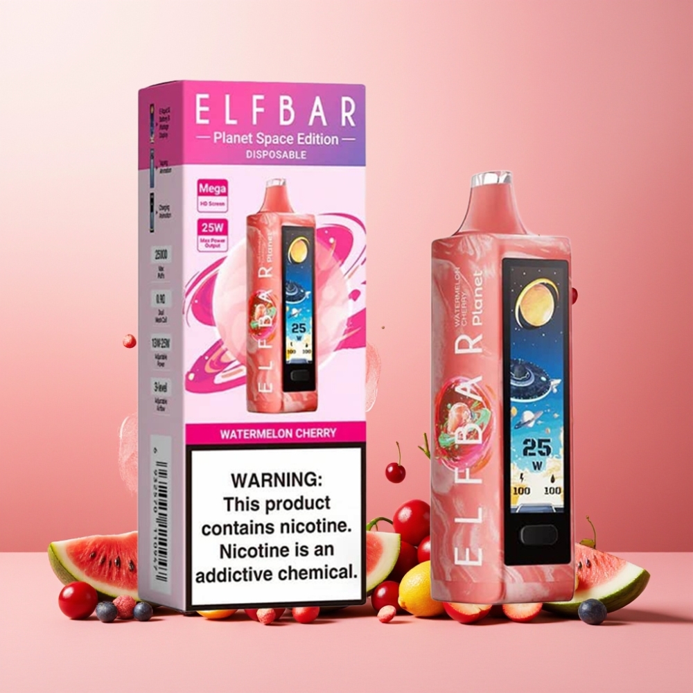 Elf Bar Planet 25000 Puffs Vape til engangsbruk Vannmelon/Kirsebær Norge Engros – 5% Nikotin, 18ml, 800mAh Laderbar